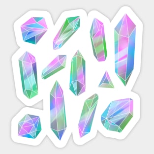 Iridescent crystals green-pink Sticker